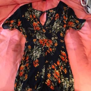 Navy blue floral romper